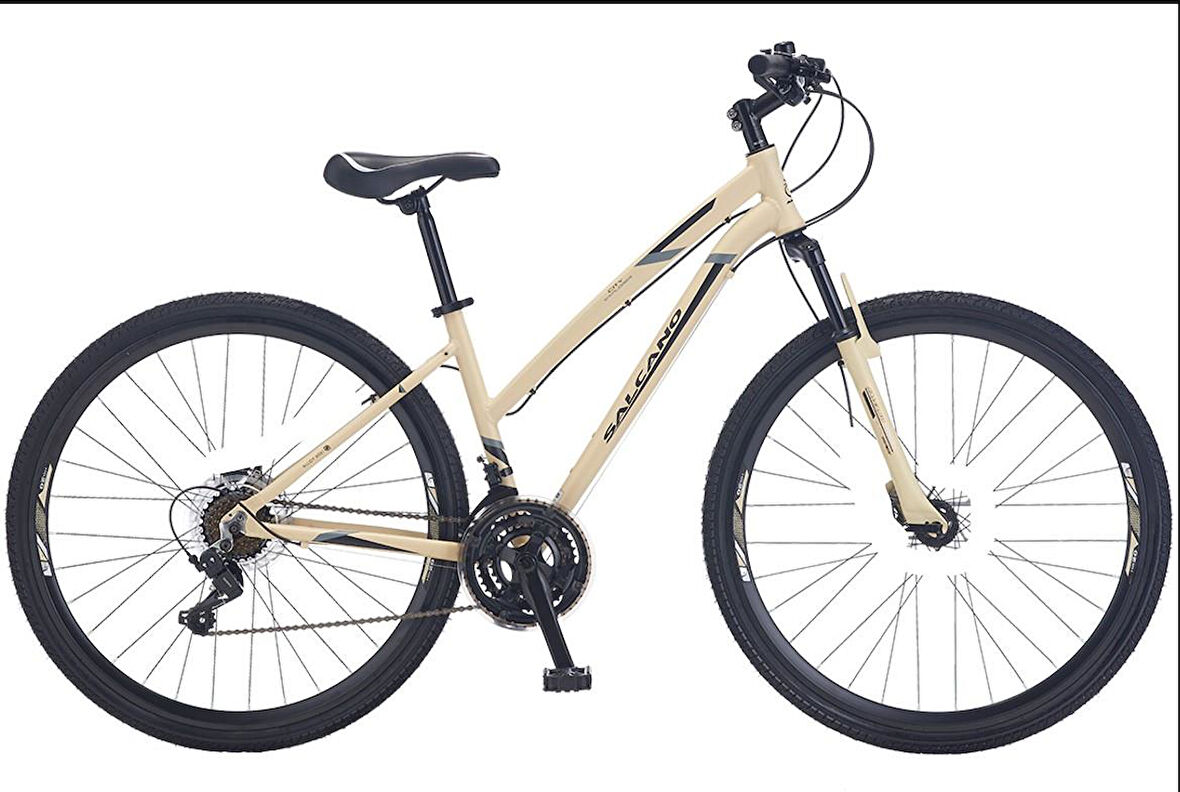 Salcano Lily 24 Jant Lady 21 Vites V-Fren 16 Kadro Kız Çocuk Bisikleti Krem Siyah Kadın Bisikleti