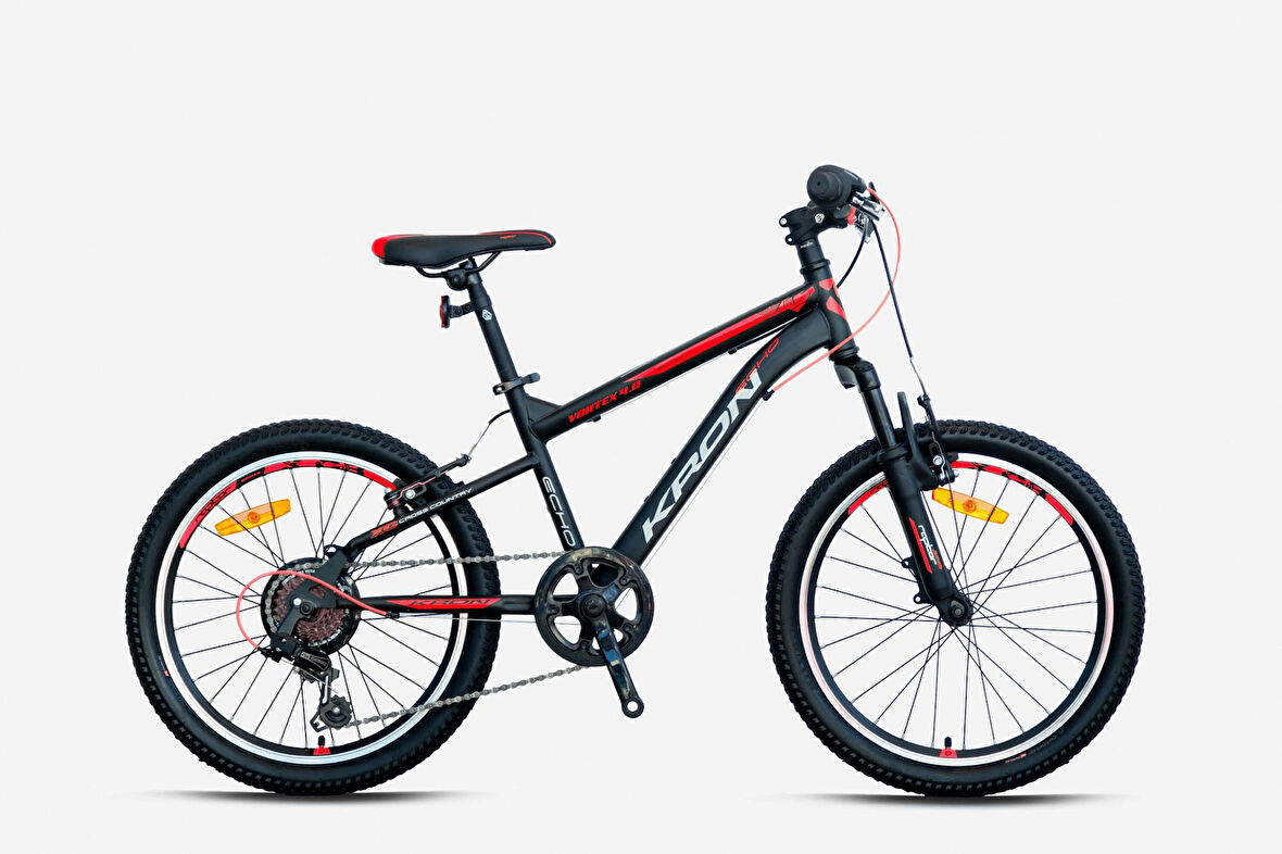 Kron VORTEX 4.0 20 Jant 7 Vites V-Fren Çelik Çocuk Bisikleti Siyah Kırmızı 20 Jant Vitesli Bisiklet