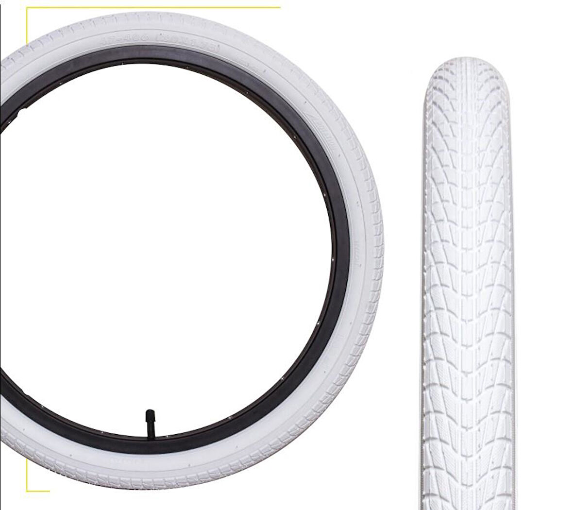 RAPTOR Beyaz Dış Lastik 20X1.95 (Desen-P1023) 20 Jant Beyaz Çocuk Bisikleti Dış Lastiği Düz Lastik