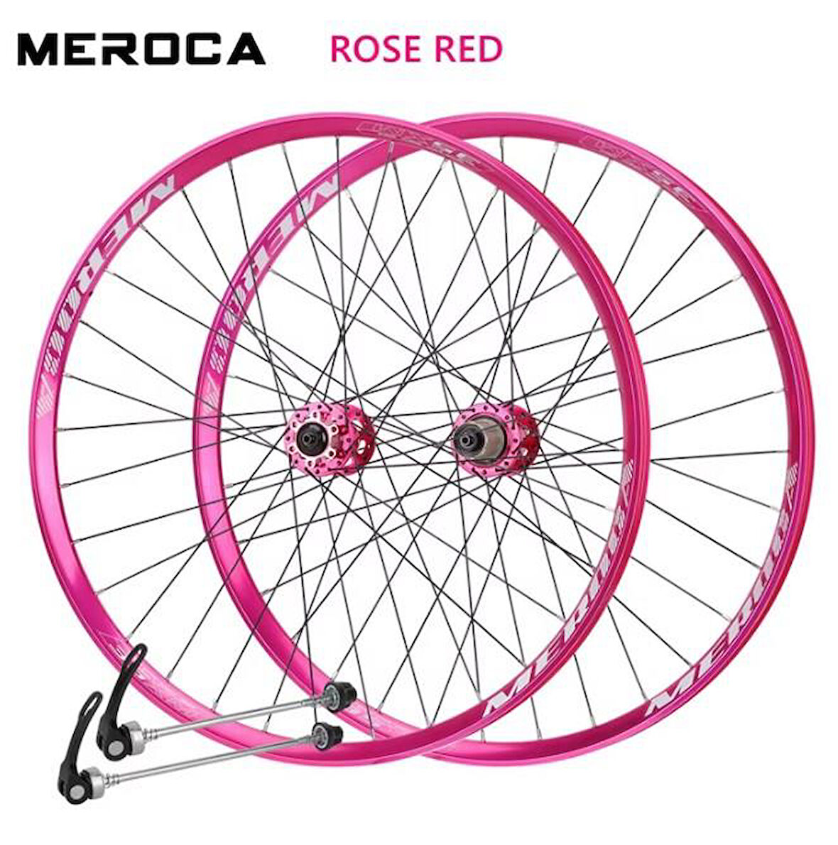Meroca Ön/Arka 27,5''Jant Seti Pembe Qr-Mandal 6 Vida Disk Kaset Dişli Rulmanlı Hub Sesli Jant Seti 