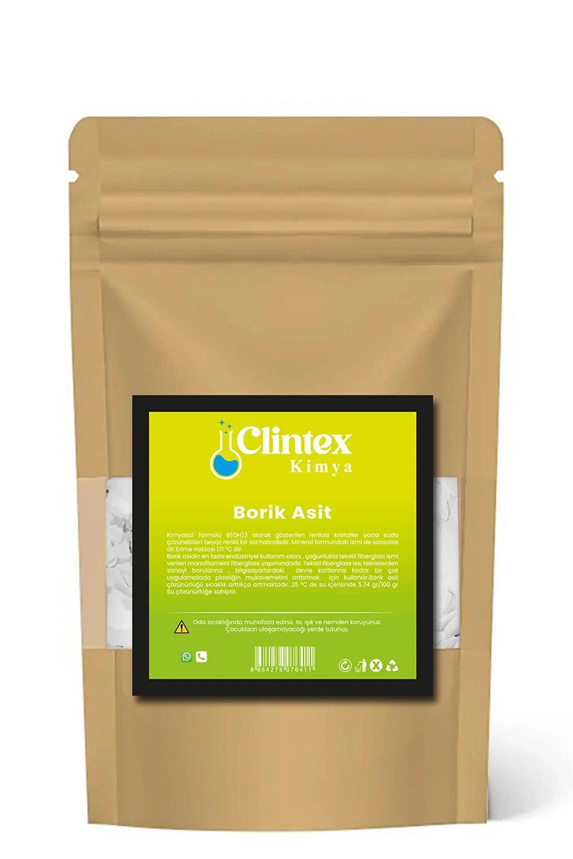  Clintex Kimya 100% Saf Eti Maden Borik Asit 2 Kg