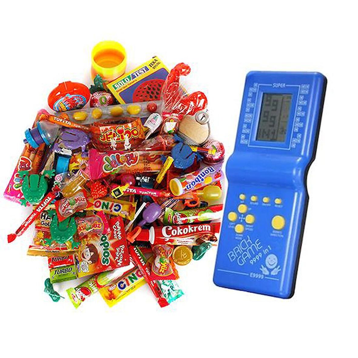 Öğretmenler Günü Nostaljik Hediye Kutusu Mavi Tetrisli Büyük Boy 80'ler 90'lar