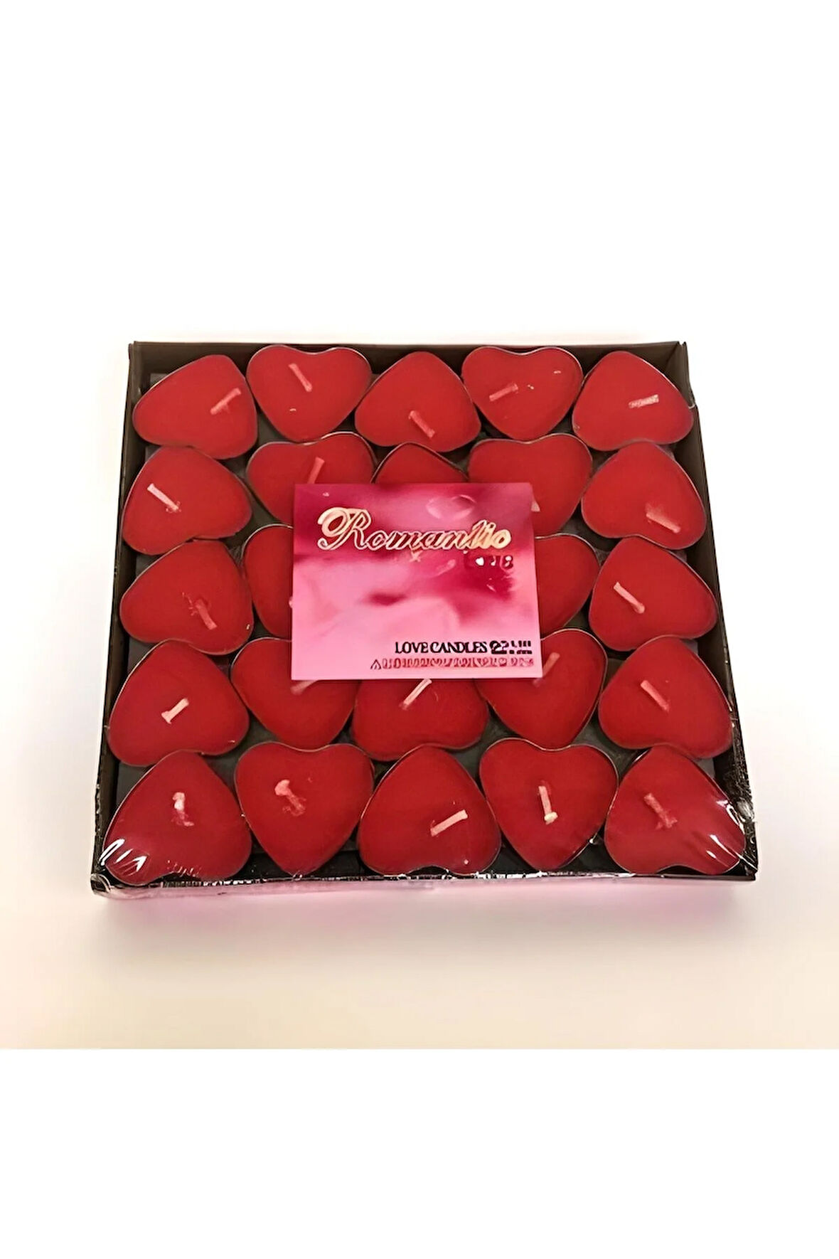 50'li Kalp Kırmızı Tealight Mum