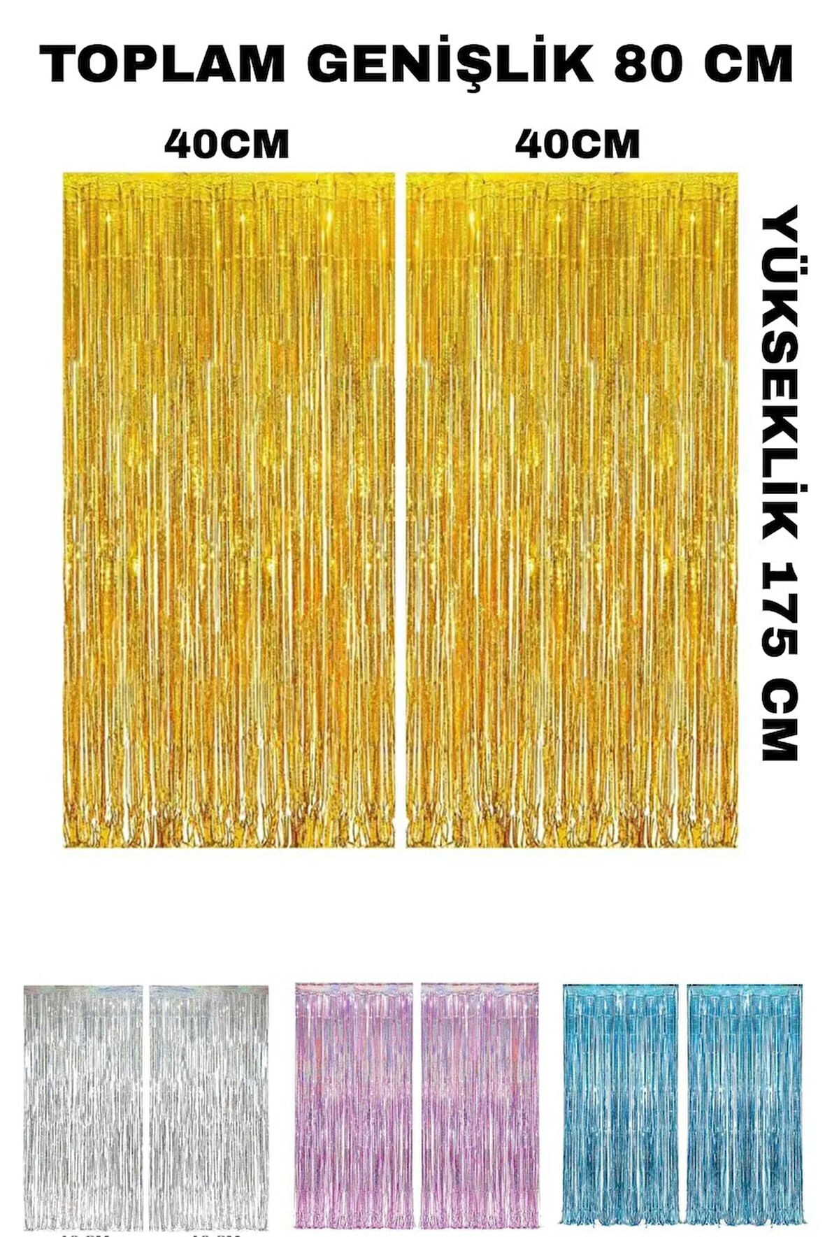 Metalize Arka Fon Perde Parti Doğum Günü 175cm× 80 cm