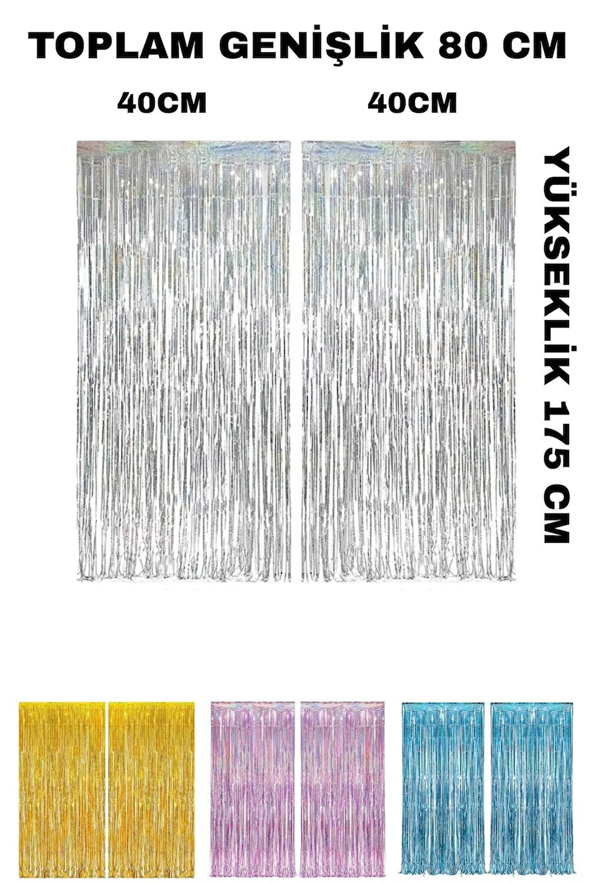 Metalize Arka Fon Perde Parti Doğum Günü 175cm× 80 cm