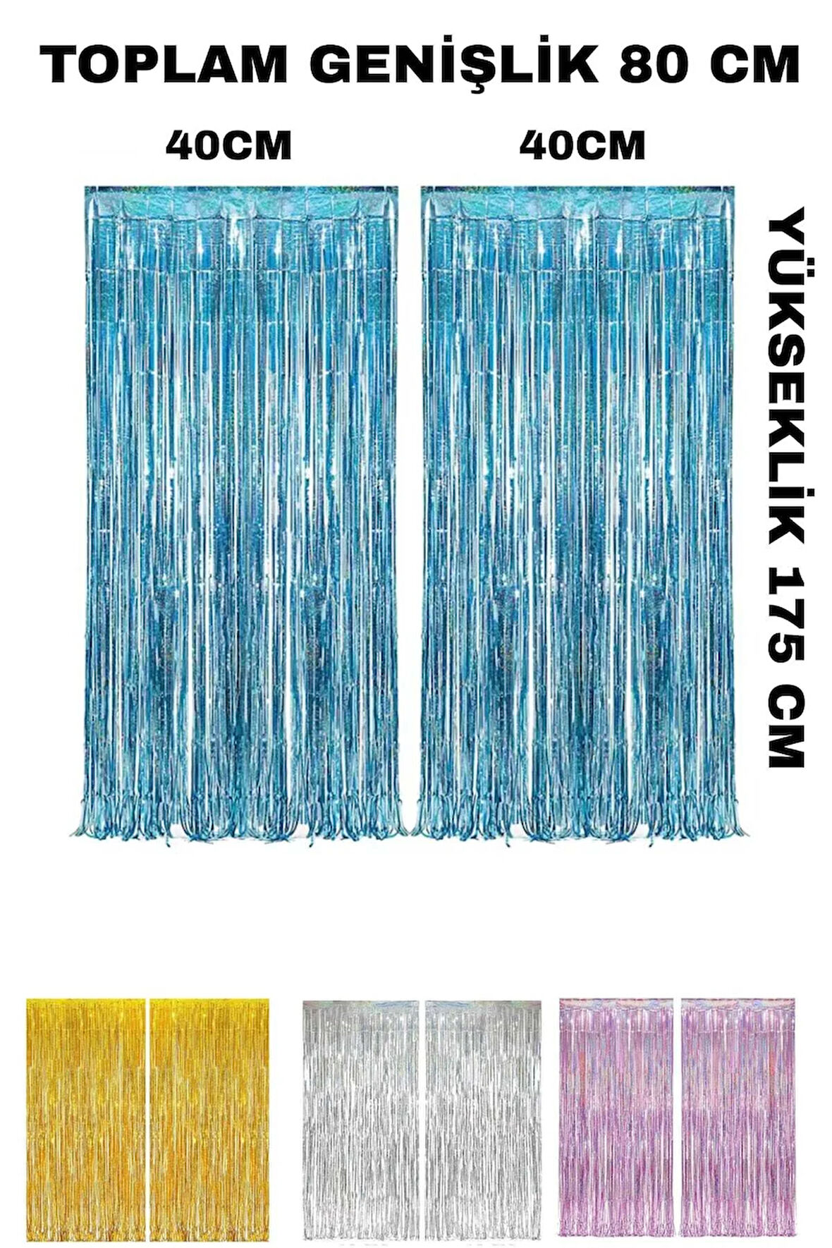 Metalize Arka Fon Perde Parti Doğum Günü 175cm× 80 cm