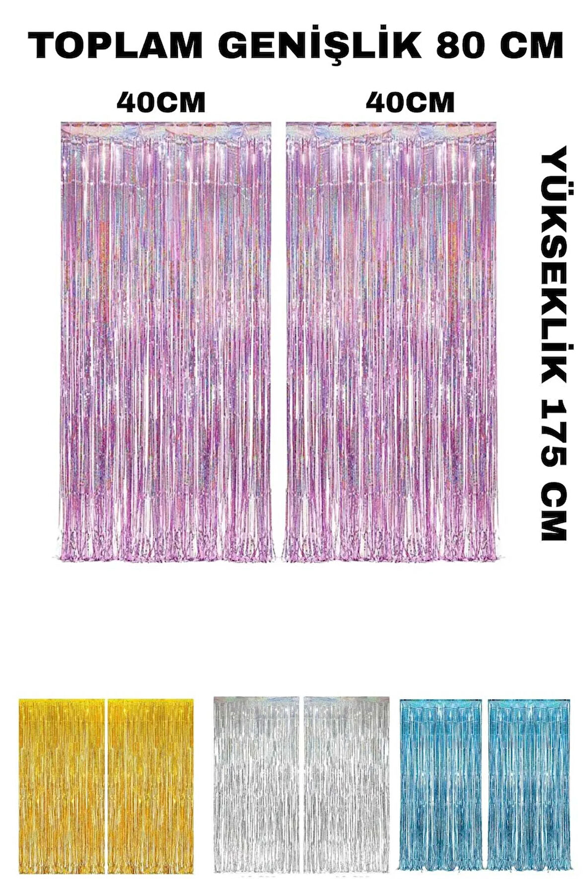 Metalize Arka Fon Perde Parti Doğum Günü 175cm× 80 cm