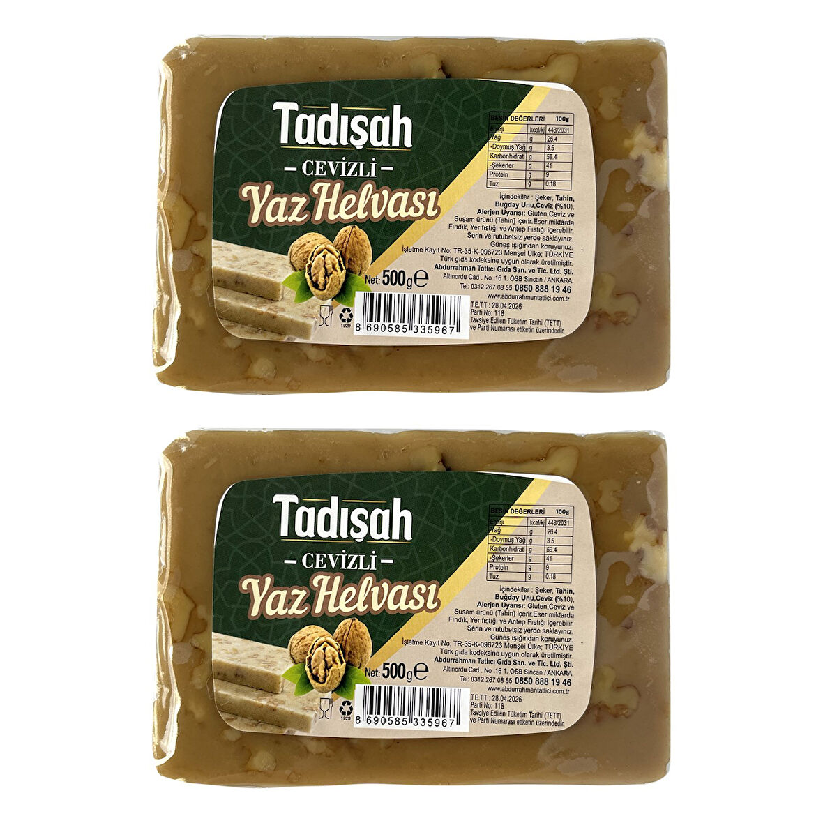 Abdurrahman Tatlıcı Tadışah Yaz Helvası Cevizli 500 gr 2 li