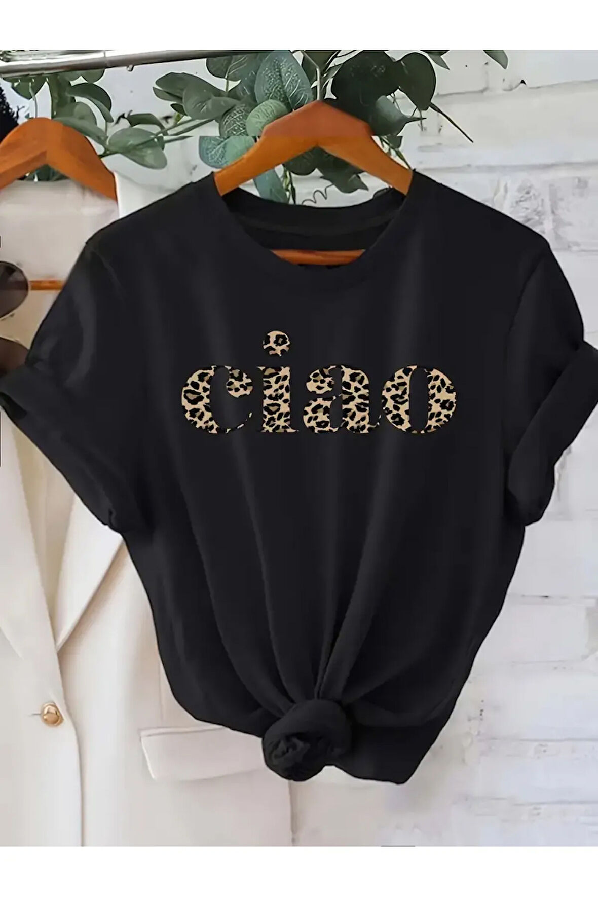 Unisex Pamuklu Ciao Ön Baskılı Tasarım Tshirt