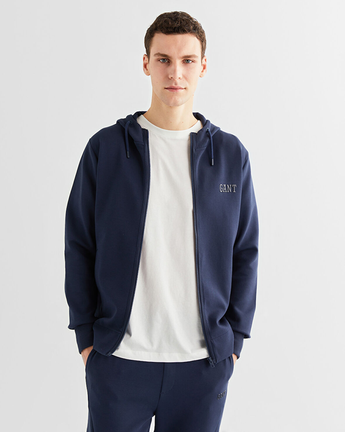 GANT Erkek Lacivert Relaxed Fit Kapüşonlu Logolu Sweatshirt