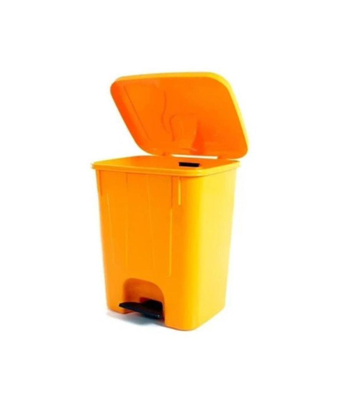 Omnipazar SY-4255 40 lt Köşeli Pedallı Plastik Çöp Kovası (İç Kovasız) Sarı