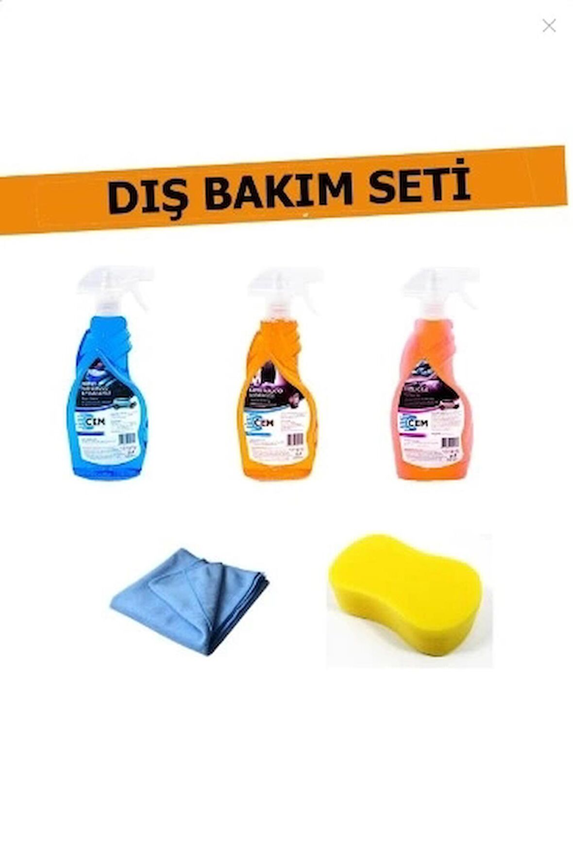 CEM CAR CARE 3'Lü Dış Bakım Seti Yıkama Süngeri Ve Bez Hediyeli