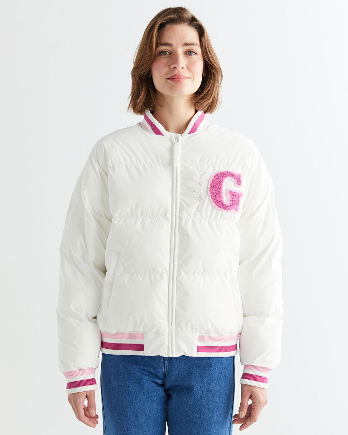 GANT Kadın Krem Hakim Yaka Logolu Bomber Ceket