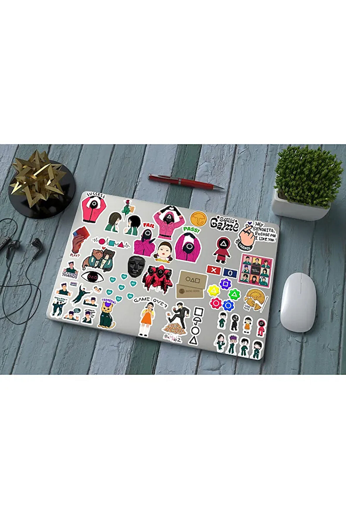 Squid Game Sticker Seti  Macbook Notebook Tablet Telefon Ajanda Laptop Defter Sticker Seti