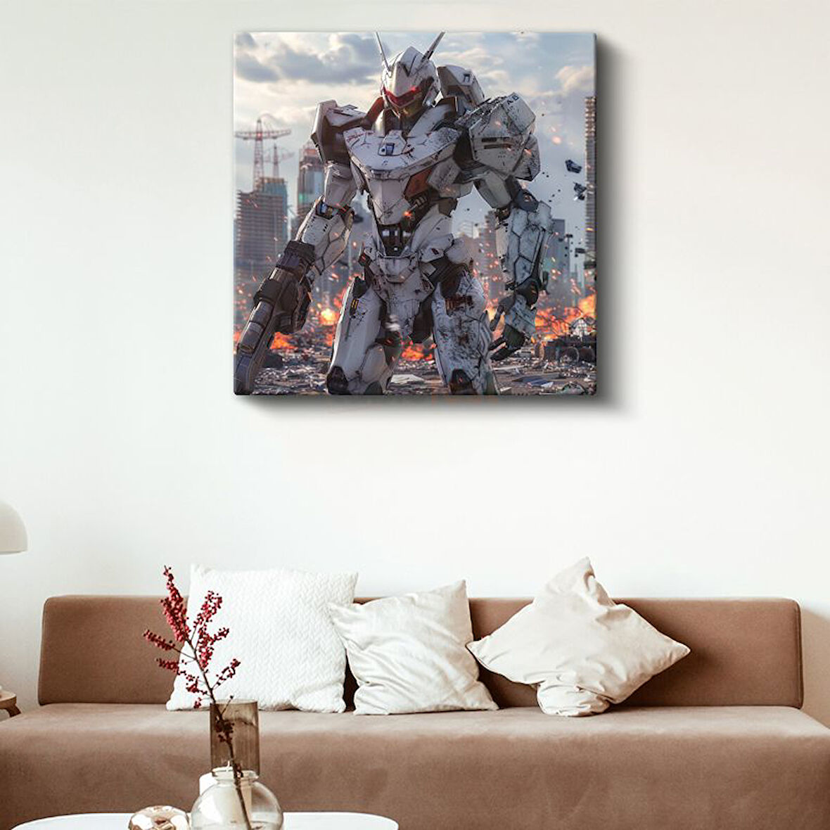 Savaş Robotu - Şehir Harabeleri Anime Kanvas Tablo