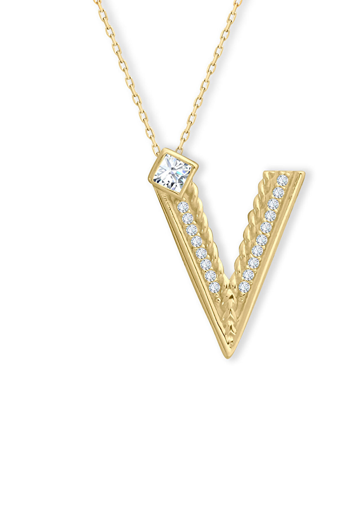 Altın Burgu Kenar V Harf Kolye