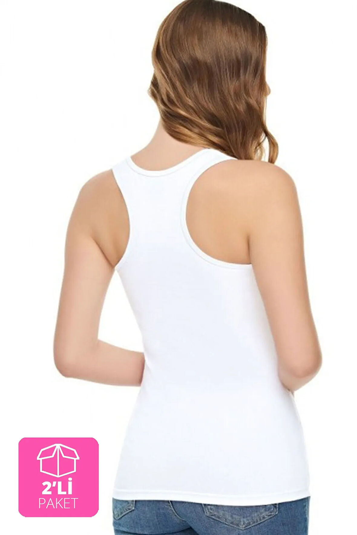 Kadın Beyaz Modal Elastan Spor Atlet 2'li Paket Elt2003