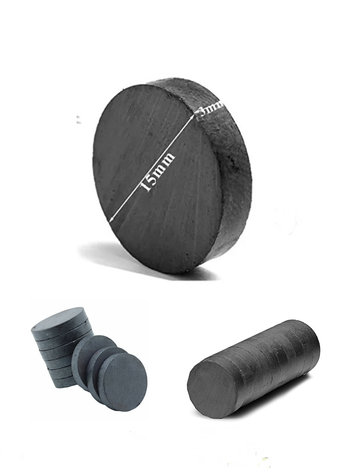 Magnet Mıknatısı Deliksiz Mıknatıs Yuvarlak Deney Mıknatısı 15x3mm- 5 Adet