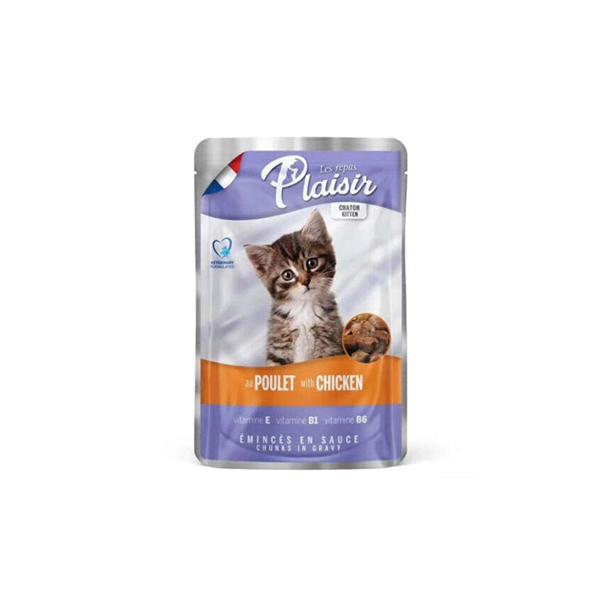Plaisir Pouch Kitten Soslu Tavuk Eti Parçalı Yavru Kedi Yaş Maması 100 Gr