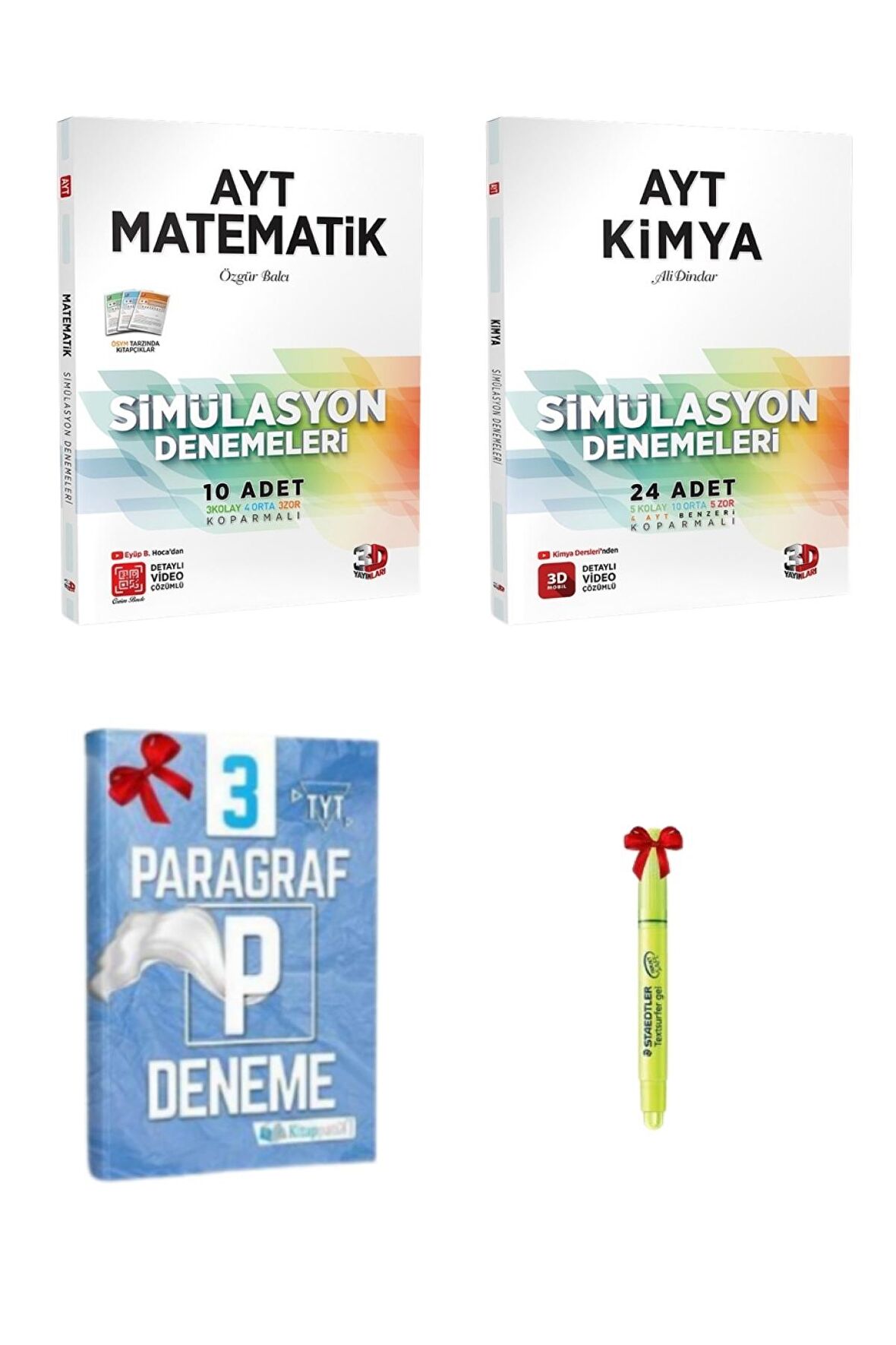 3D Yayınları AYT Matematik ve Kimya Simülasyon Denemeleri Tamamı Video Çözümlü