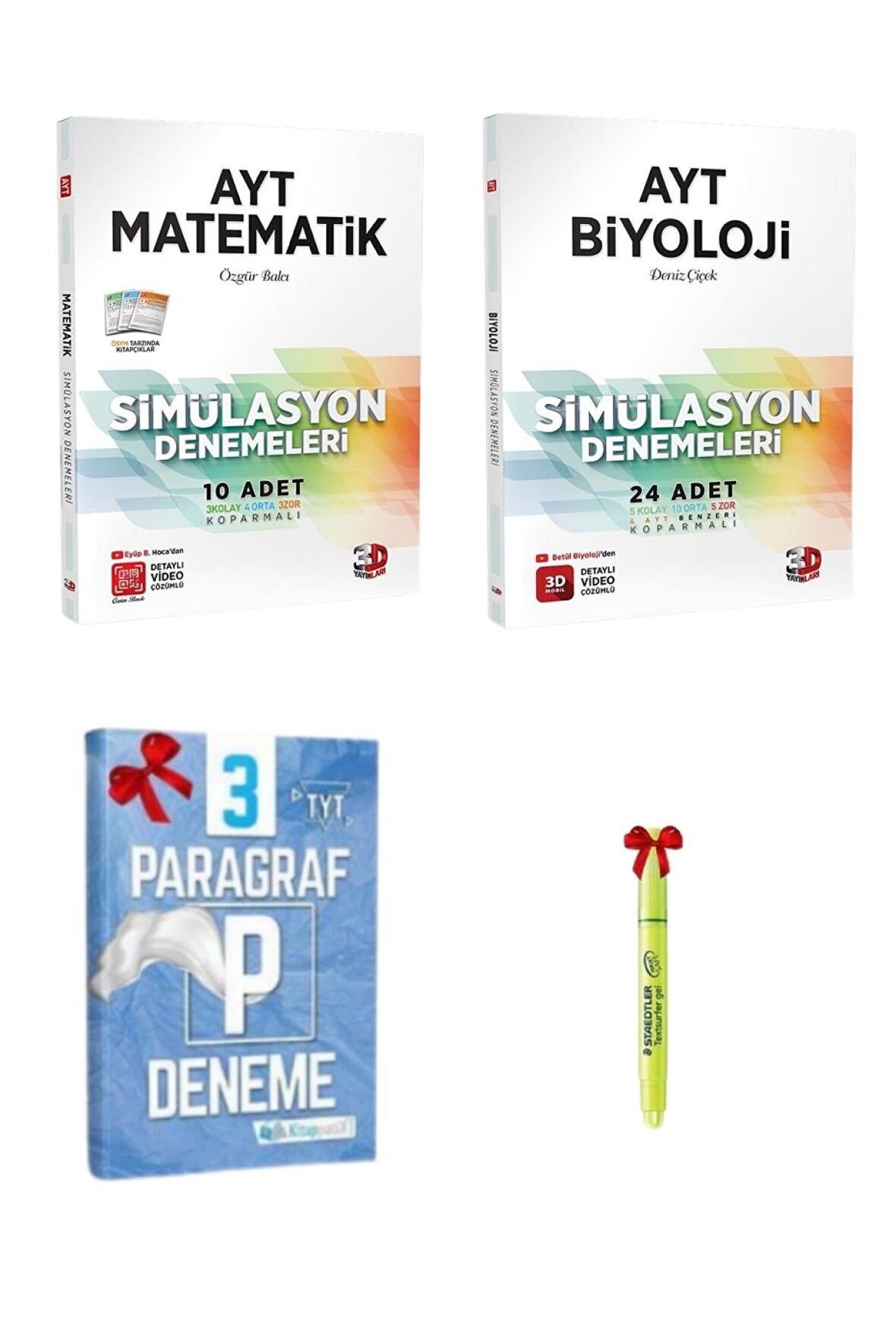 3D Yayınları AYT Matematik ve Biyoloji Simülasyon Denemeleri Tamamı Video Çözümlü