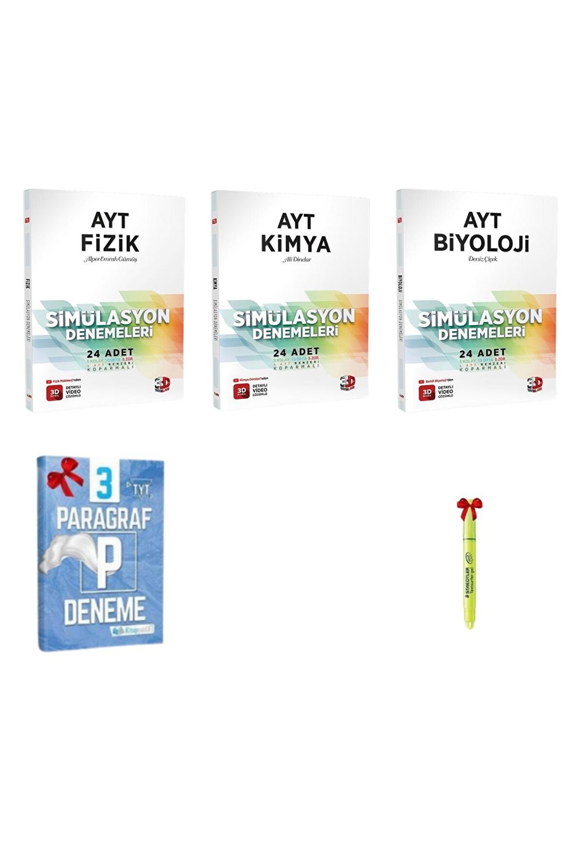 3D Yayınları AYT Fizik+AYT Kimya+AYT Biyoloji Deneme Tamamı Video Çözümlü