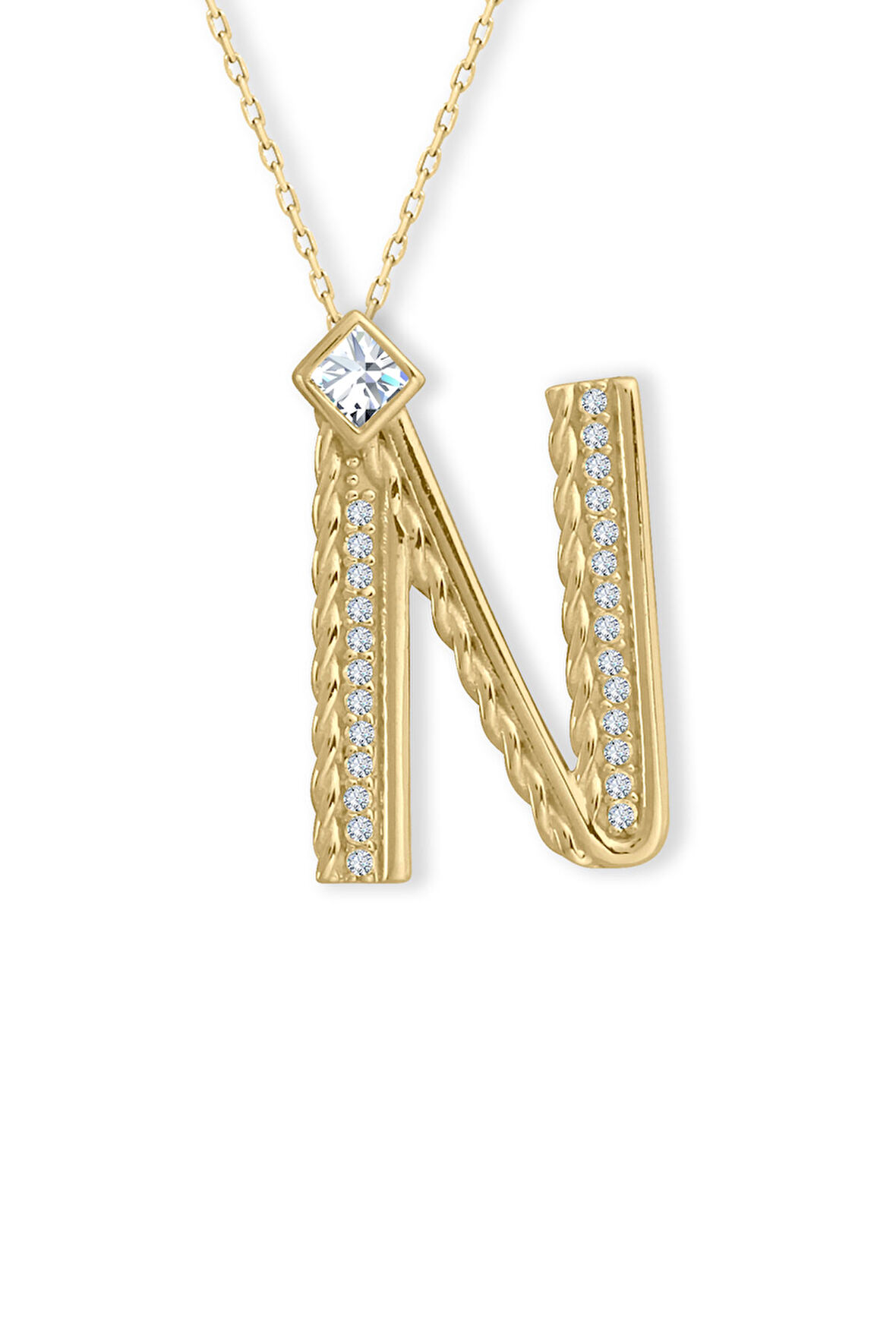 Altın Burgu Kenar N Harf Kolye