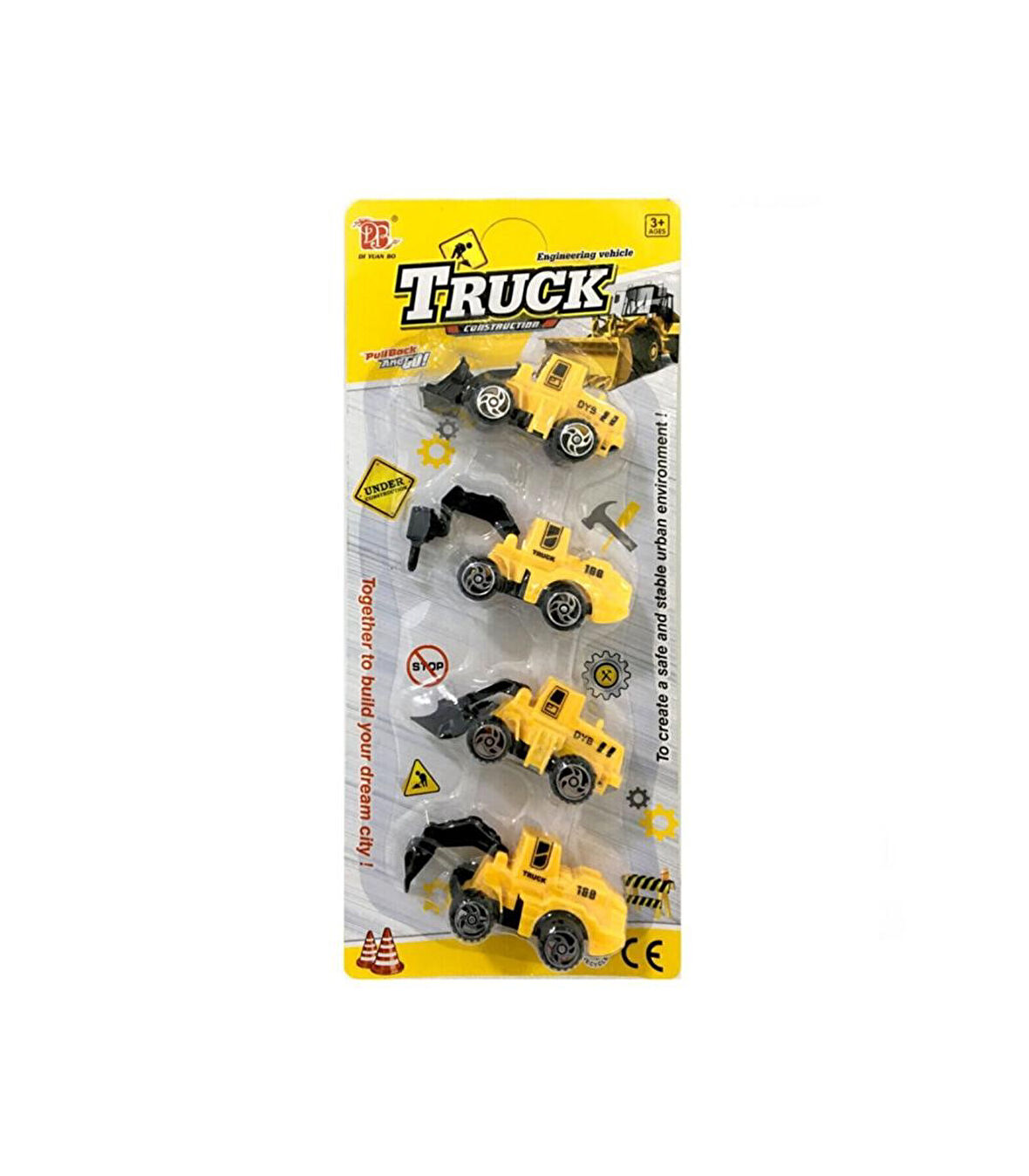 4 lü Truck Kartela Çek Bırak Iş Makinesi Seti - 8CM