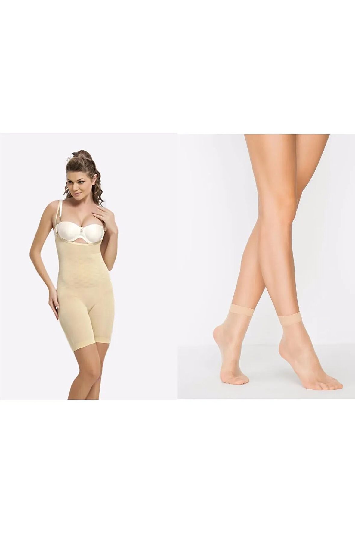 Kadın Tüm Vücut Sıkı Tutucu Body Korse 1 beden incelme sağlar çorap hediyeli ürün