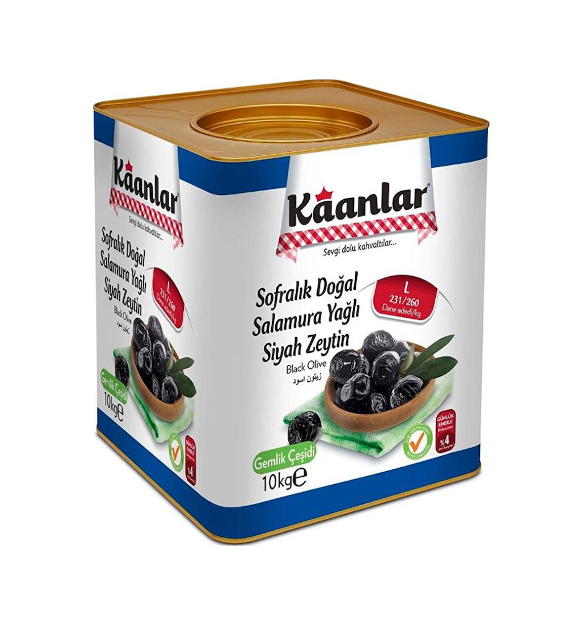 Kaanlar Yağlı Sele 231-260 KB L Siyah Zeytin 10 KG