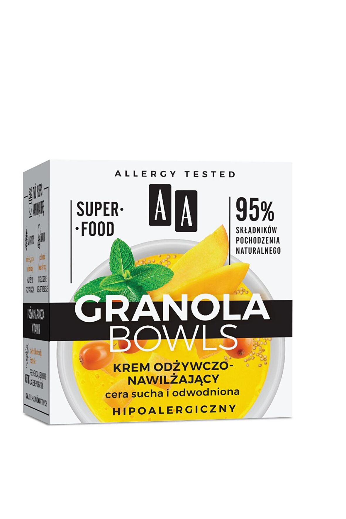 AA GRANOLA BOWLS Yalancı İğde ve Mangolu Besleyici & Nemlendirici Krem 50ml,tüm yaşlar için,anti alerjik