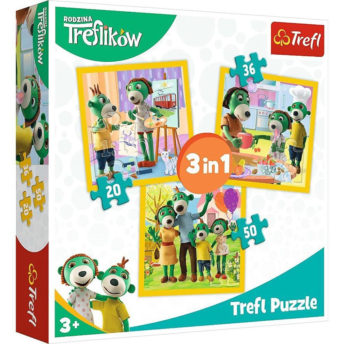 Trefl Puzzle 3 in 1 3+ Yaş Büyük Boy Puzzle 20 - 36 - 50 Parça