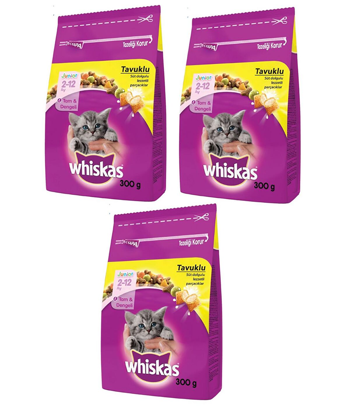 Whiskas Tavuklu Yavru Kuru Kedi Maması 300 Gr (3 ADET)