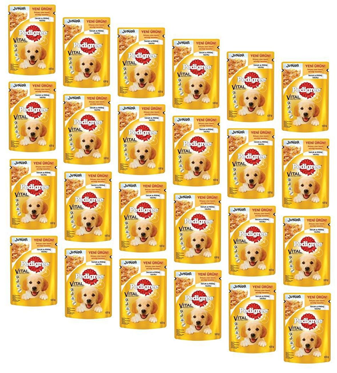 Pedigree Pirinçli-Tavuklu Küçük Irk Yavru Yaş Köpek Maması 24x100 gr