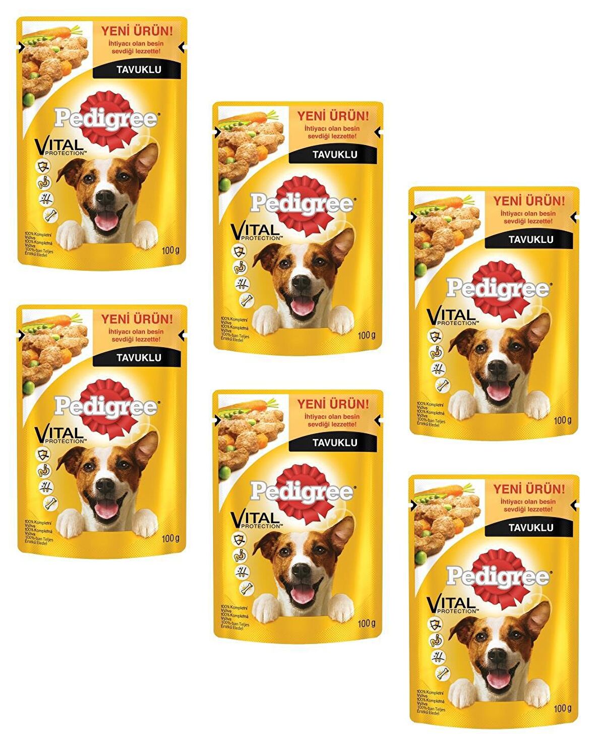 Pedigree Sebzeli-Tavuklu Küçük Irk Yetişkin Yaş Köpek Maması 6x100 gr