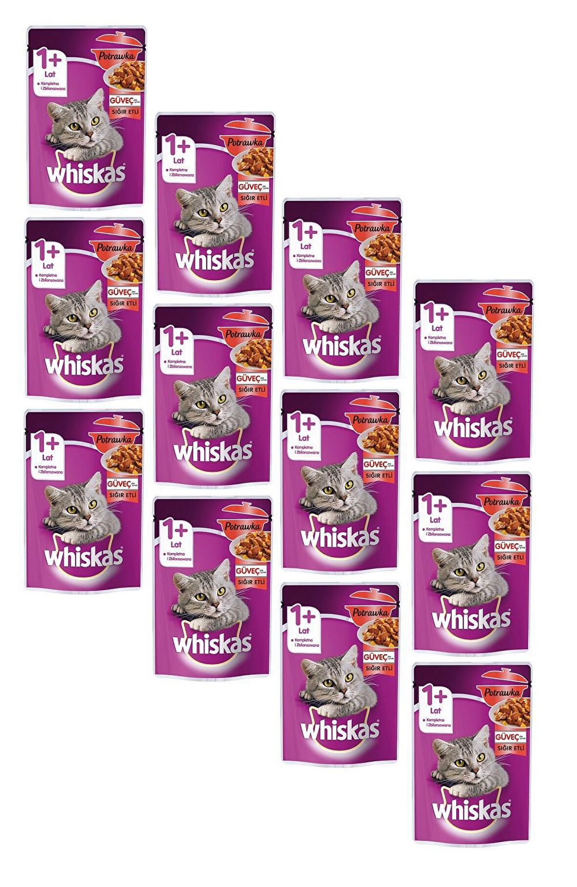 Whiskas Pouch in Jelly Güveç Sığır Etli Kedi Maması 85 Gr (12 ADET)