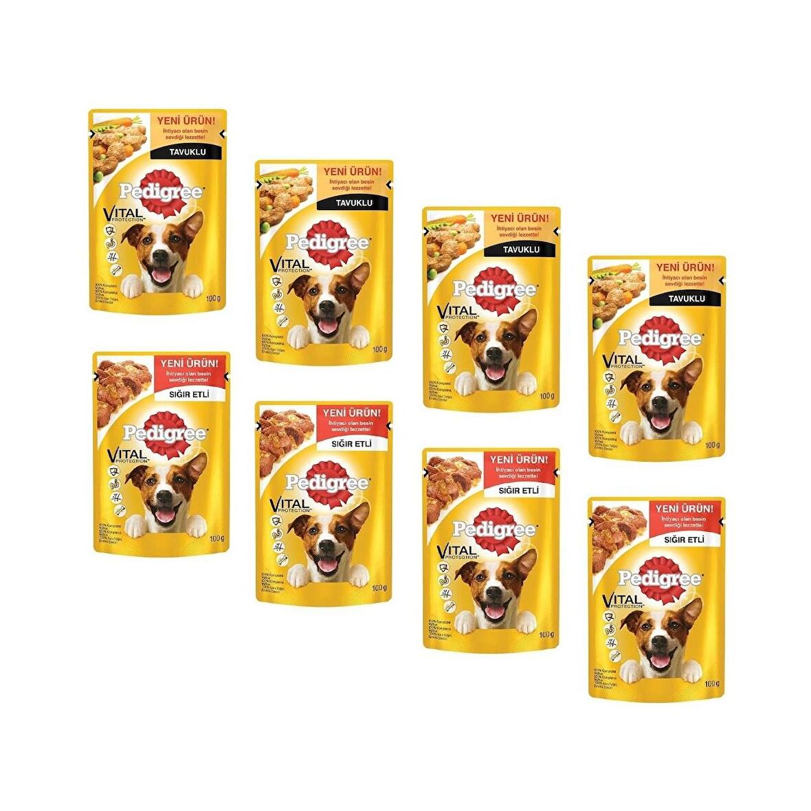 Pedigree Pouch Sığır Etli ve Tavuklu Yetişkin Köpek Konservesi 100gr X 8  