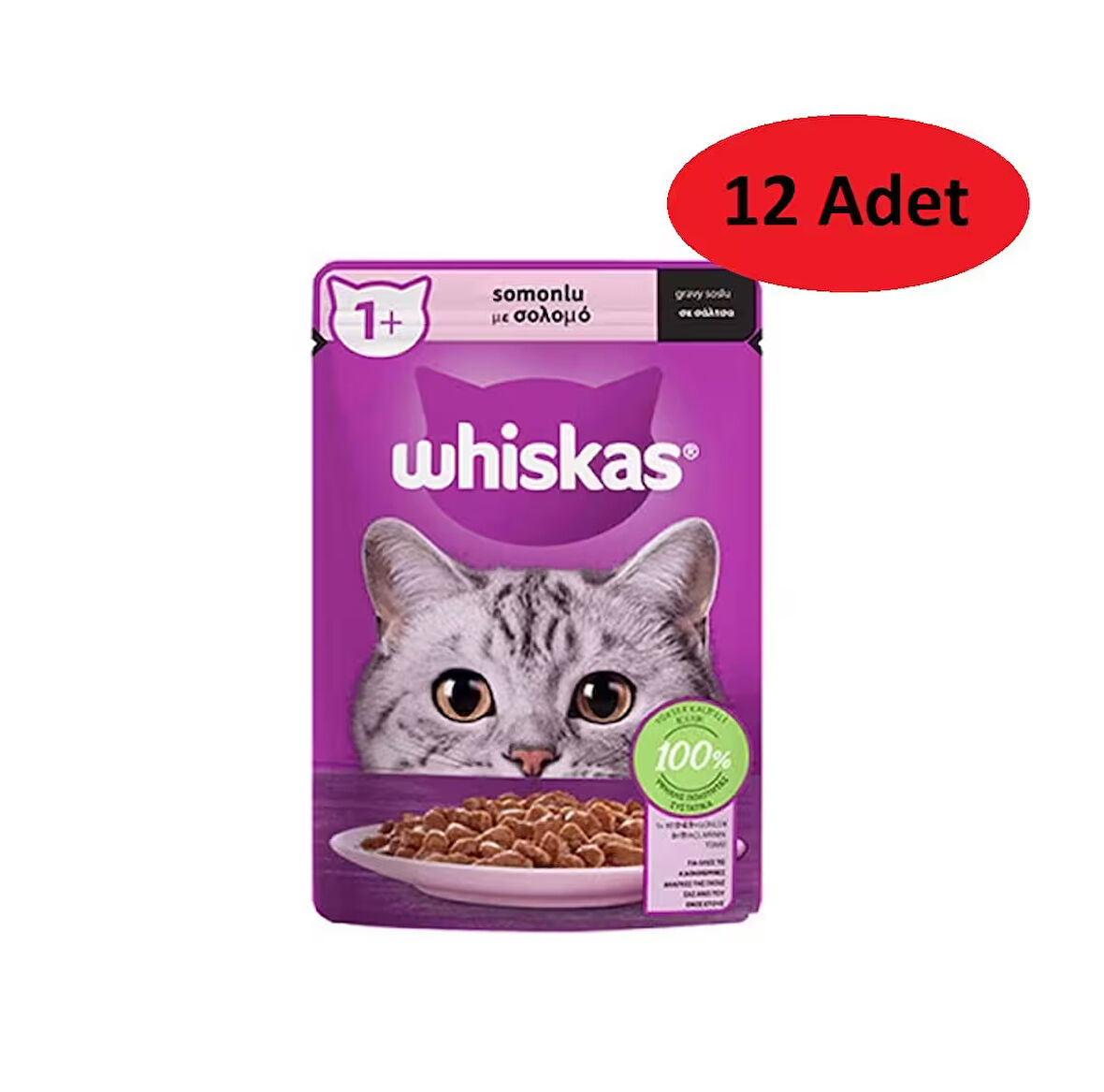 Whiskas Pouch Sos İçinde Somonlu Yetişkin Kedi Konservesi 85 Gr x 12 Adet