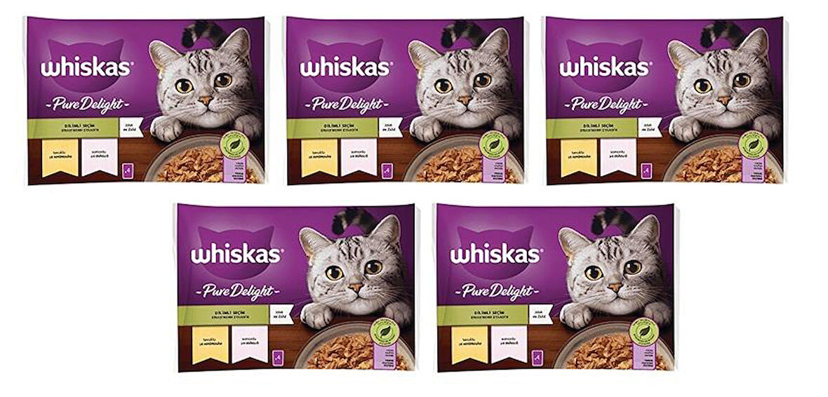 Whiskas Pouch Pure Delight Jöle İçinde Tavuklu ve Somonlu Yetişkin Kedi Konservesi 20x85 Gr