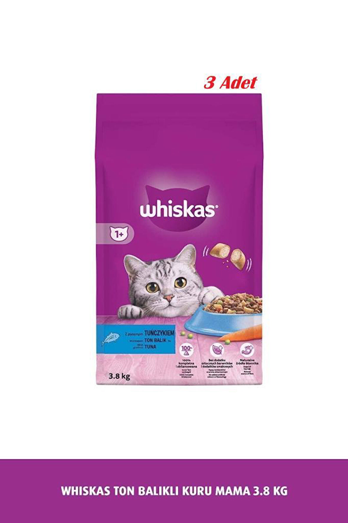 Whiskas Ton Balıklı Kuru Kedi Maması 3.8 Kg*3 ADET