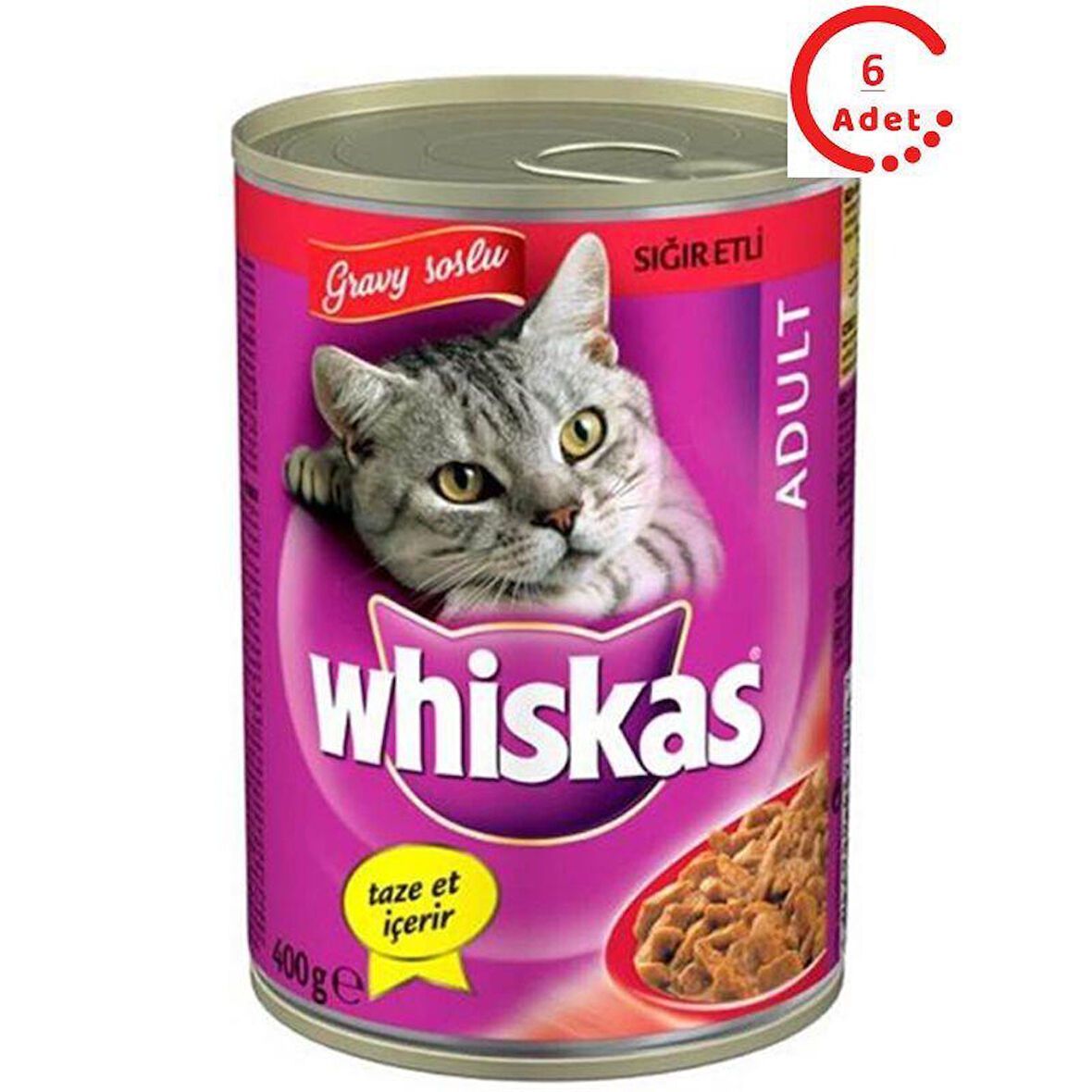 Whiskas Biftekli Konserve Kedi Maması 400 Gr x 6 Adet