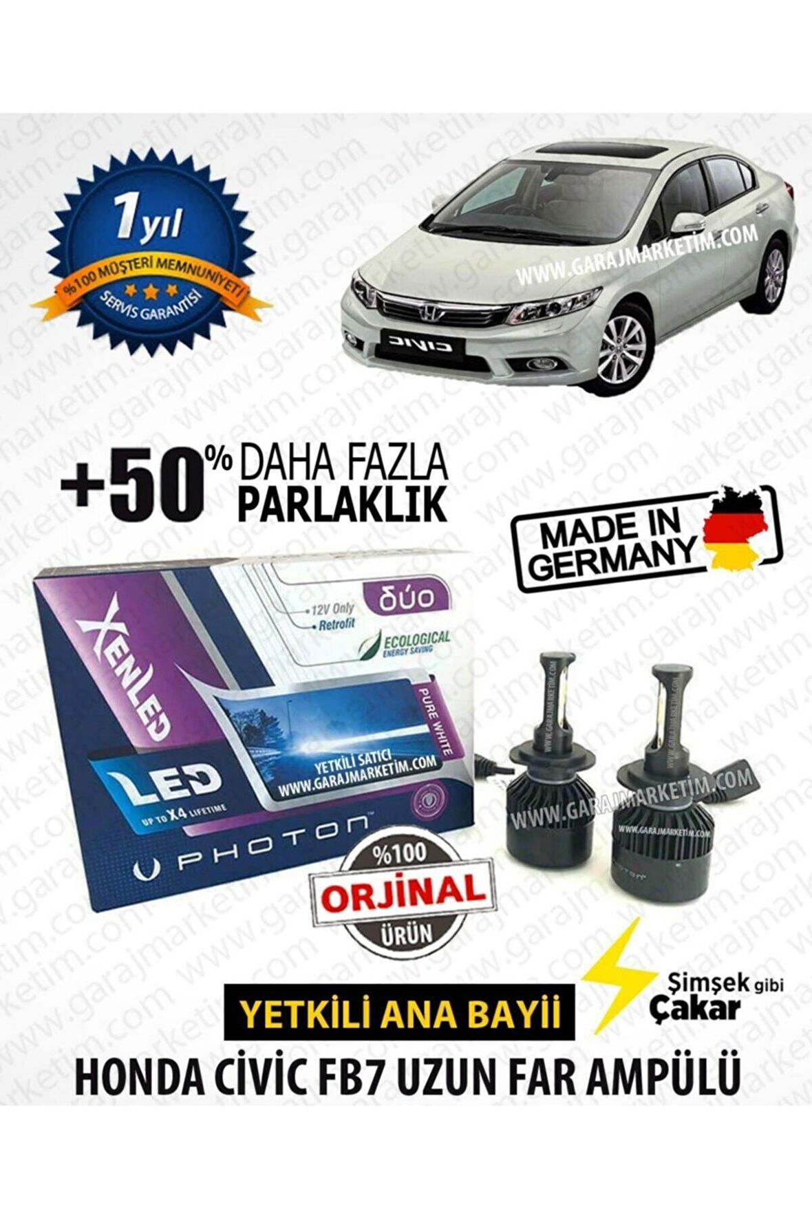 Duo Led Xenon - Honda Civic Fb7 Uzun Far