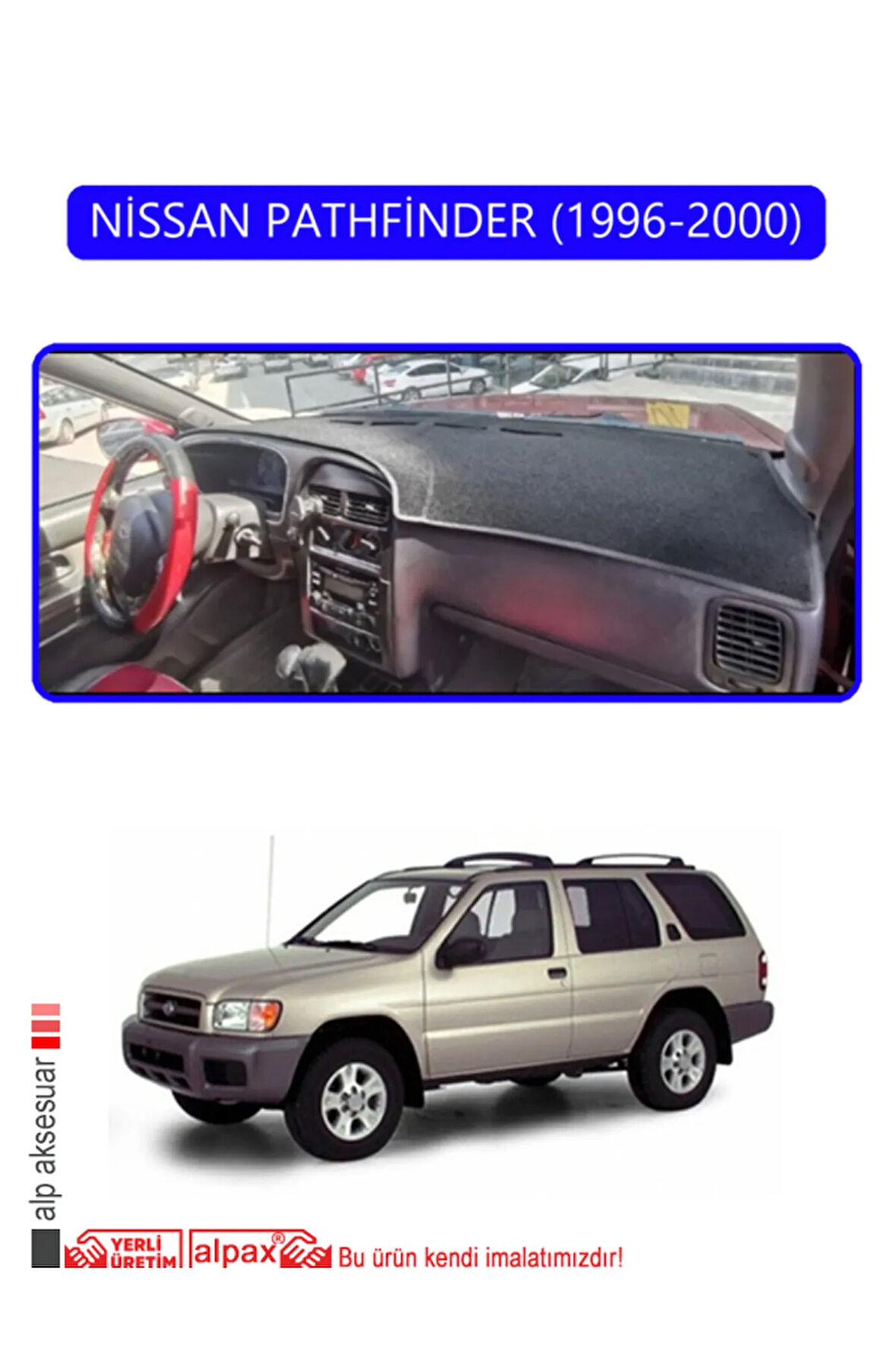 Nissan Pathfinder 1996-2000 Torpido Koruma  Halısı -  Mavi Kenar