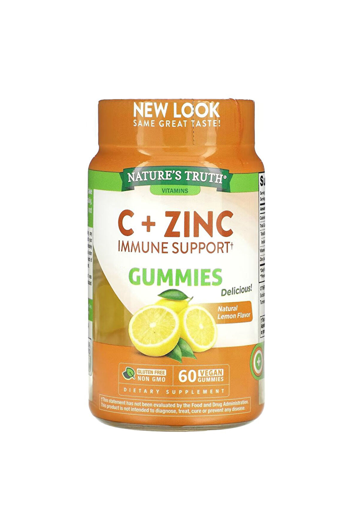 Nature's Truth, C + Zinc, Immune Support, Natural Lemon, 60 Vegan Gummies