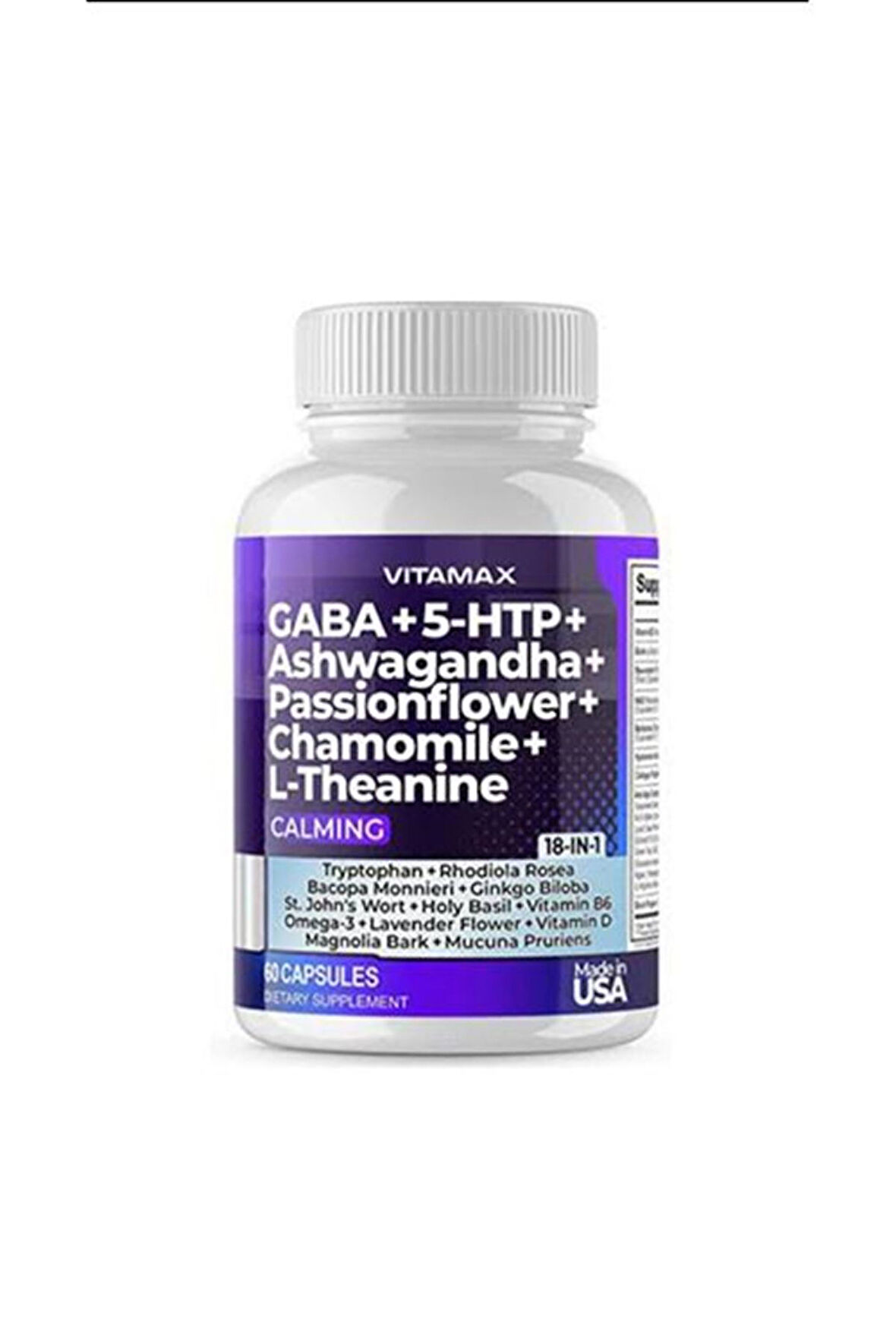 Gaba + 5-HTP + Ashw. Passionflower+Chamomile+L-Theanine 60 Kapsül