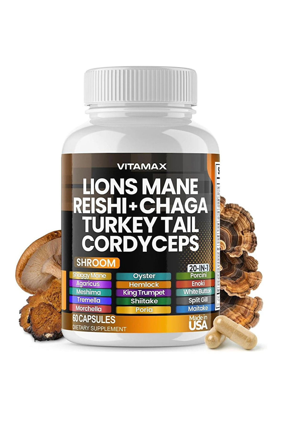 Lions Mane Reıshı + Chaga Turkey Tail Cordyceps 60 Kapsül