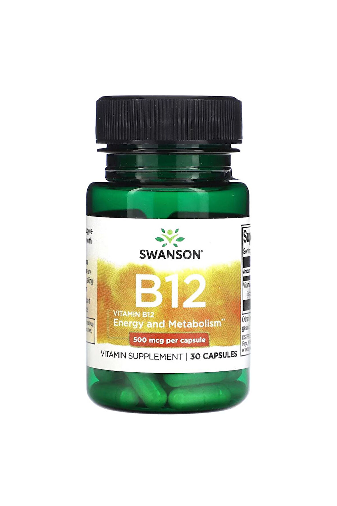 Swanson, Vitamin B12 Cyanocobalamin, 500 Mcg, 30  Kapsül