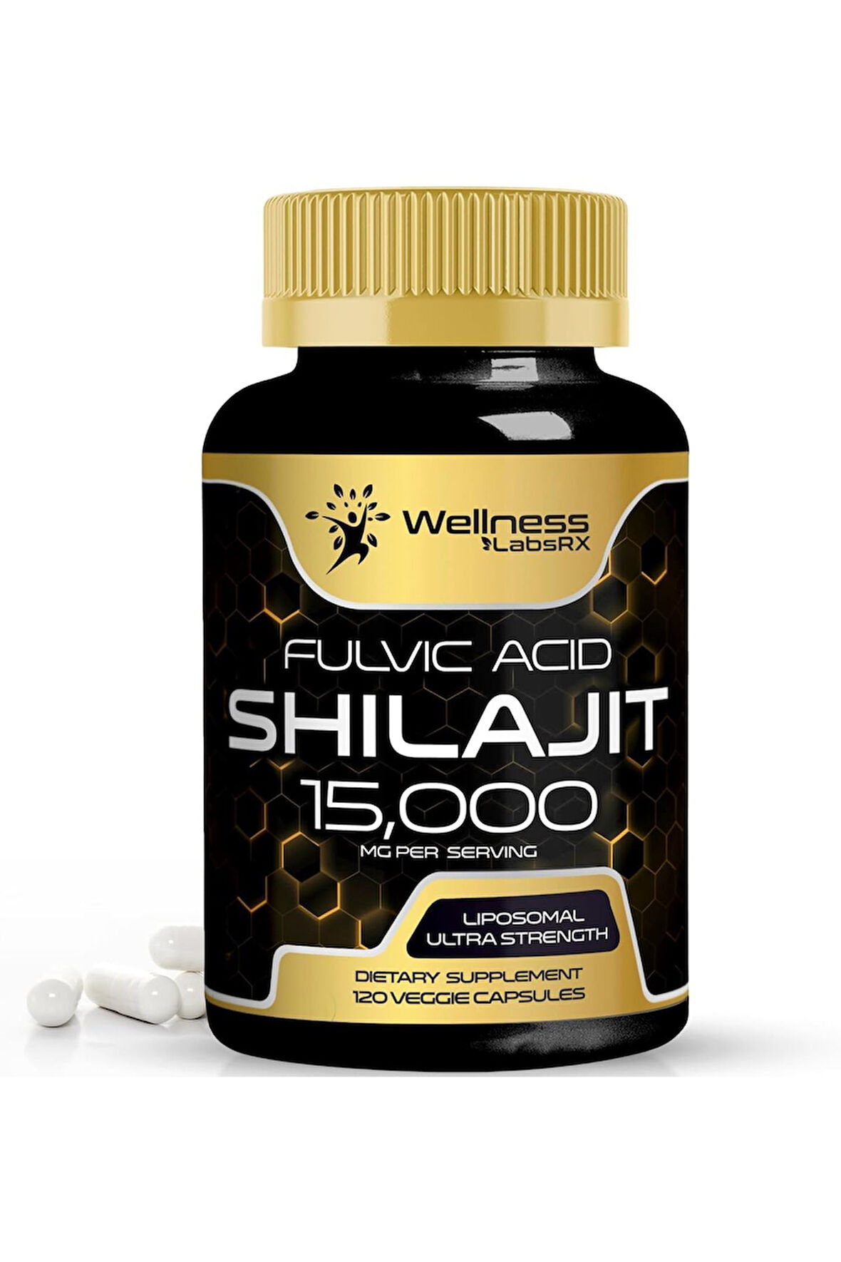 Wellnees LabsRX  Shilajit Pure Himalayan Organic 15,000 Mg 120 Veggie Kapsül