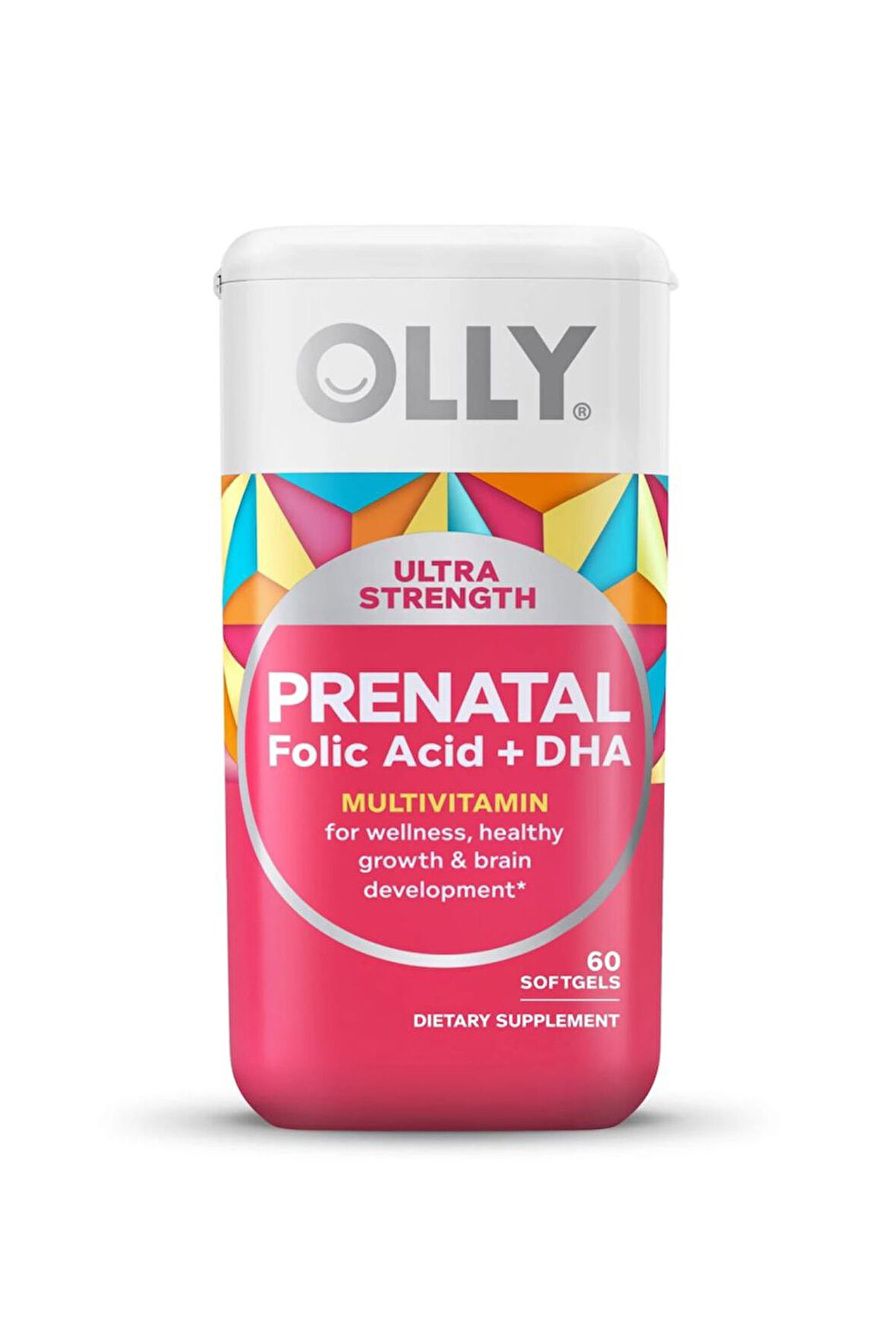 OLLY Ultra Strength Prenatal folic Acis + DHA 60 Softgels