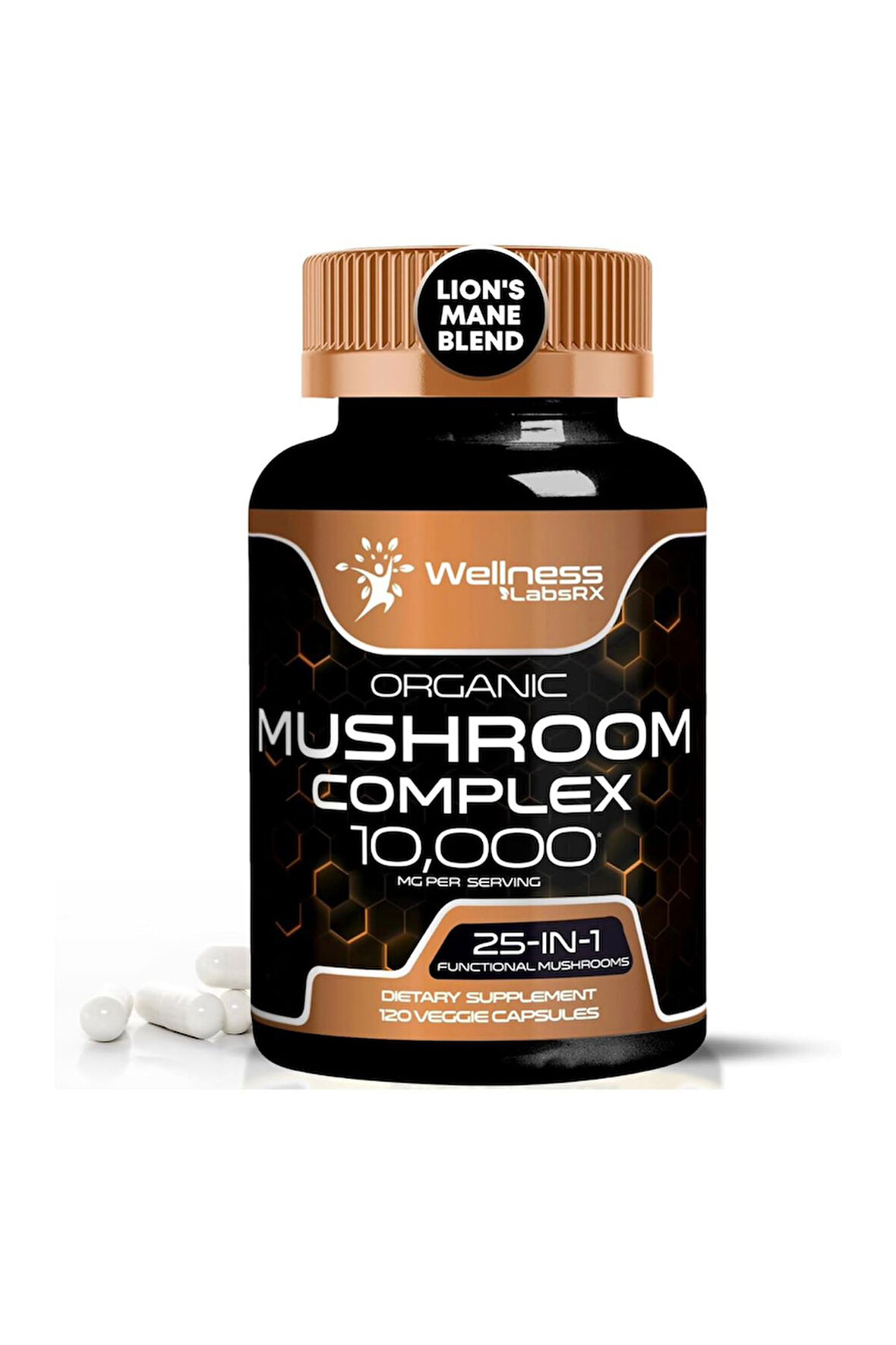 Wellness Labs Organic 25-in 1 Mushroom Complex 10,000 Mg -120 Kapsül